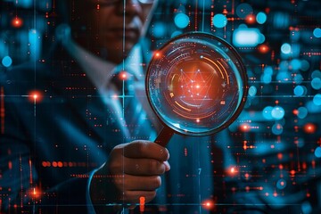 Fototapeta premium Observing a red paragraph symbol through a magnifying glass