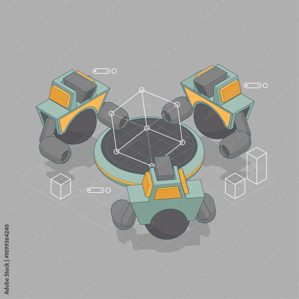 Poster data visualization concept. 3d isometric vector illustration.