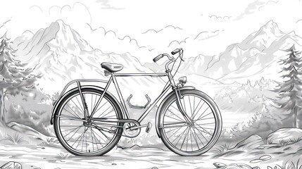 Obraz premium Classic bicycle in scenic mountain landscape.