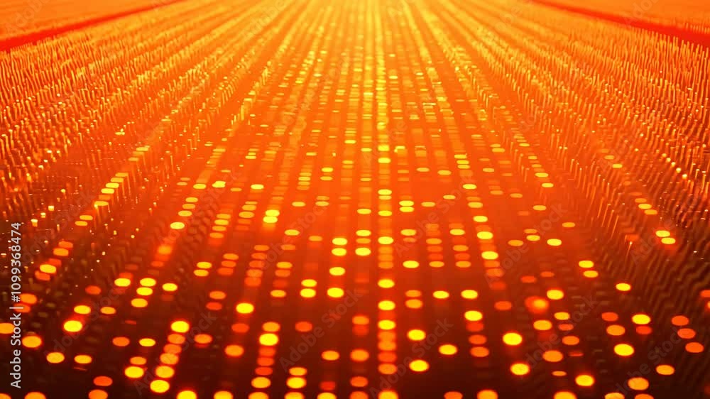 Poster camera pans upwards, revealing glowing dots in a grid pattern, fading into the distance in shades of