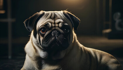 Obraz premium Pug dog runs portrait