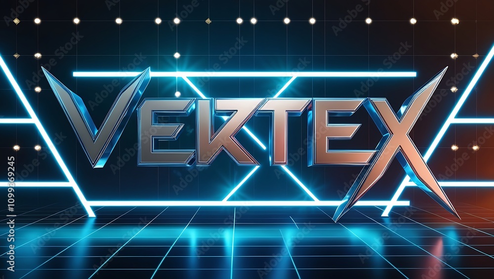 Poster metallic 3d text 