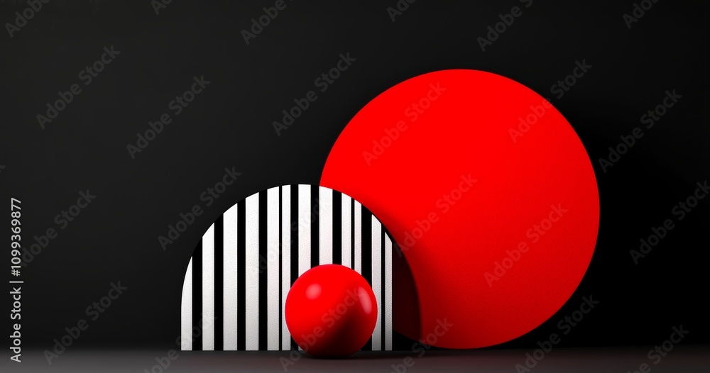 Poster three red balls are arranged in a row, with one of them being a large red sphere. the arrangement cr