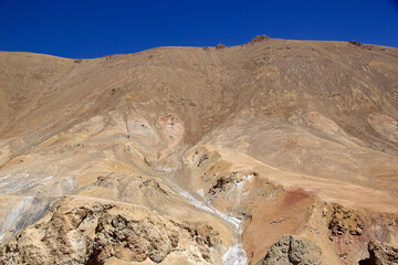 Landscape along the road to Ak-Baital Pass in the Pamir mountains in Tajikistan