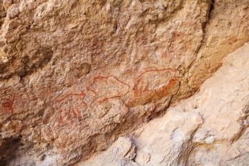 Naklejka premium Shakhti Cave drawings Petroglif, Tajikistan