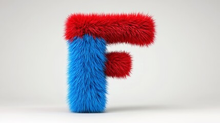 Fototapeta premium The letter F is made of fuzzy hair and has a blue and red color. It is a stylized and creative representation of the letter