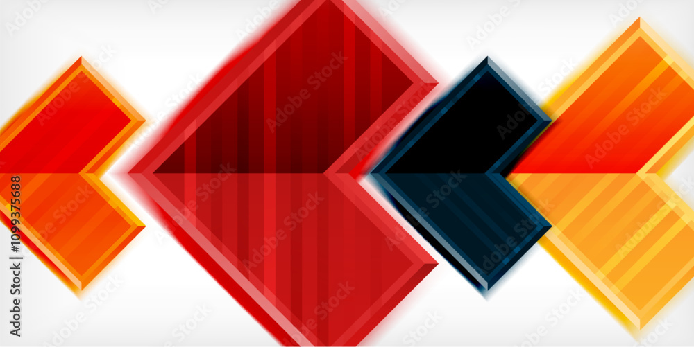 Poster Arrow symbols created with 3d effects and line texture geometric abstract background