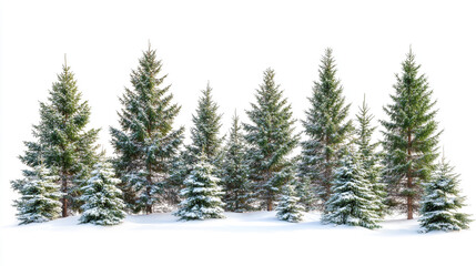 Obraz premium Winter wonderland with snow-covered evergreen trees in a serene landscape