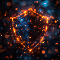 cinematic visualization a glowing strong shield protecting digital assets