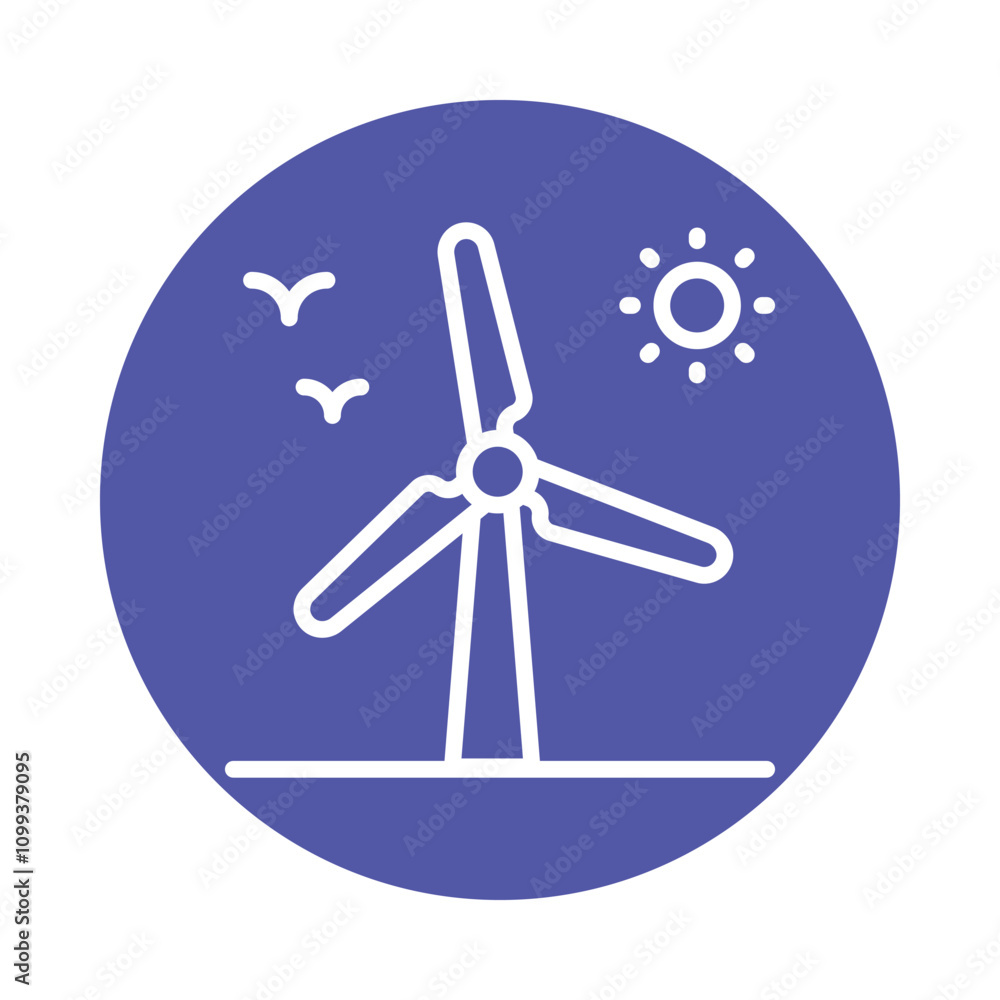 Poster windmill vector circle outline icon . eps 10 file