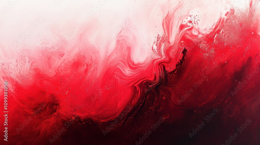 Aufkleber abstract red and white fluid art pattern with swirling texture.