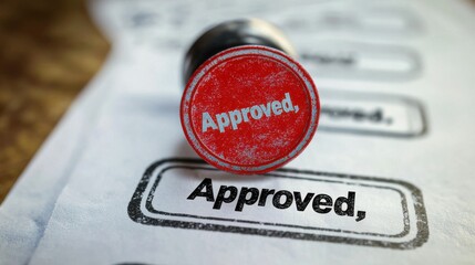 Red Approved Stamp on Paper Document
