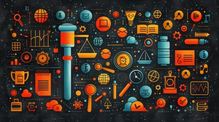 Obraz premium Comprehensive Cybersecurity Measures and Personal Data Protection Icons for Digital Security Solutions