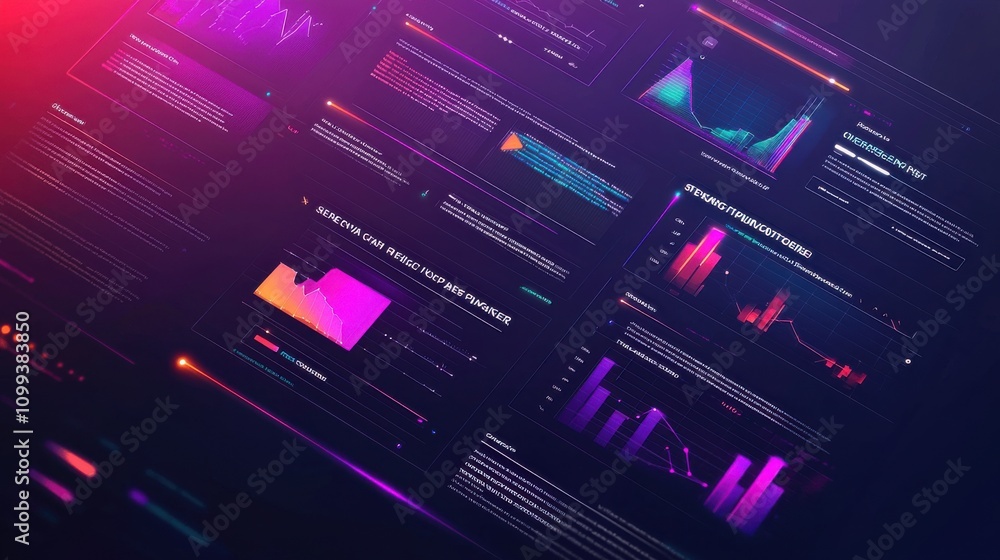 Poster abstract data visualization with vibrant colors