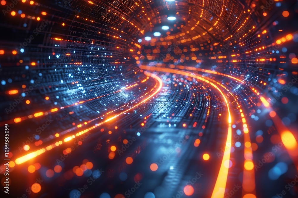 Aufkleber futuristic data flow with explosion effect and neon rays in sci fi motion wallpaper