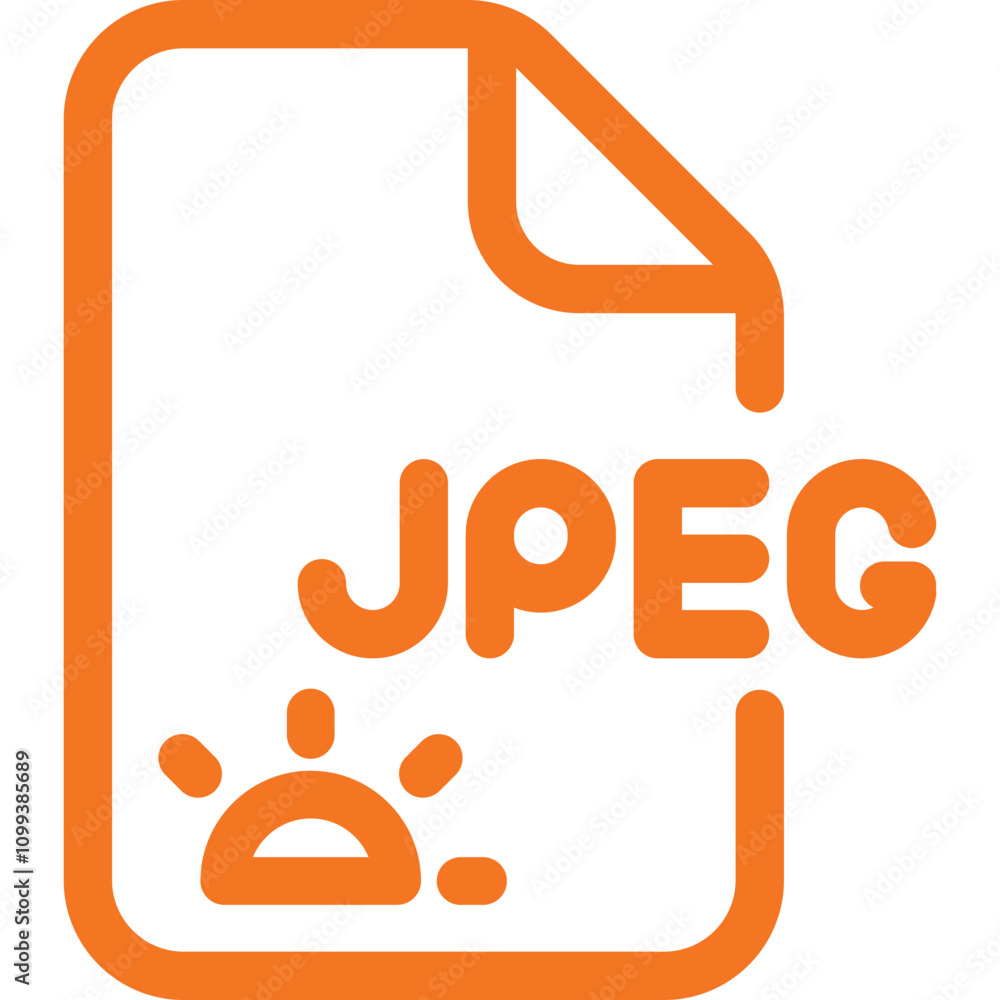 Poster graphic representation of a jpeg file format with a sun icon indicating image content