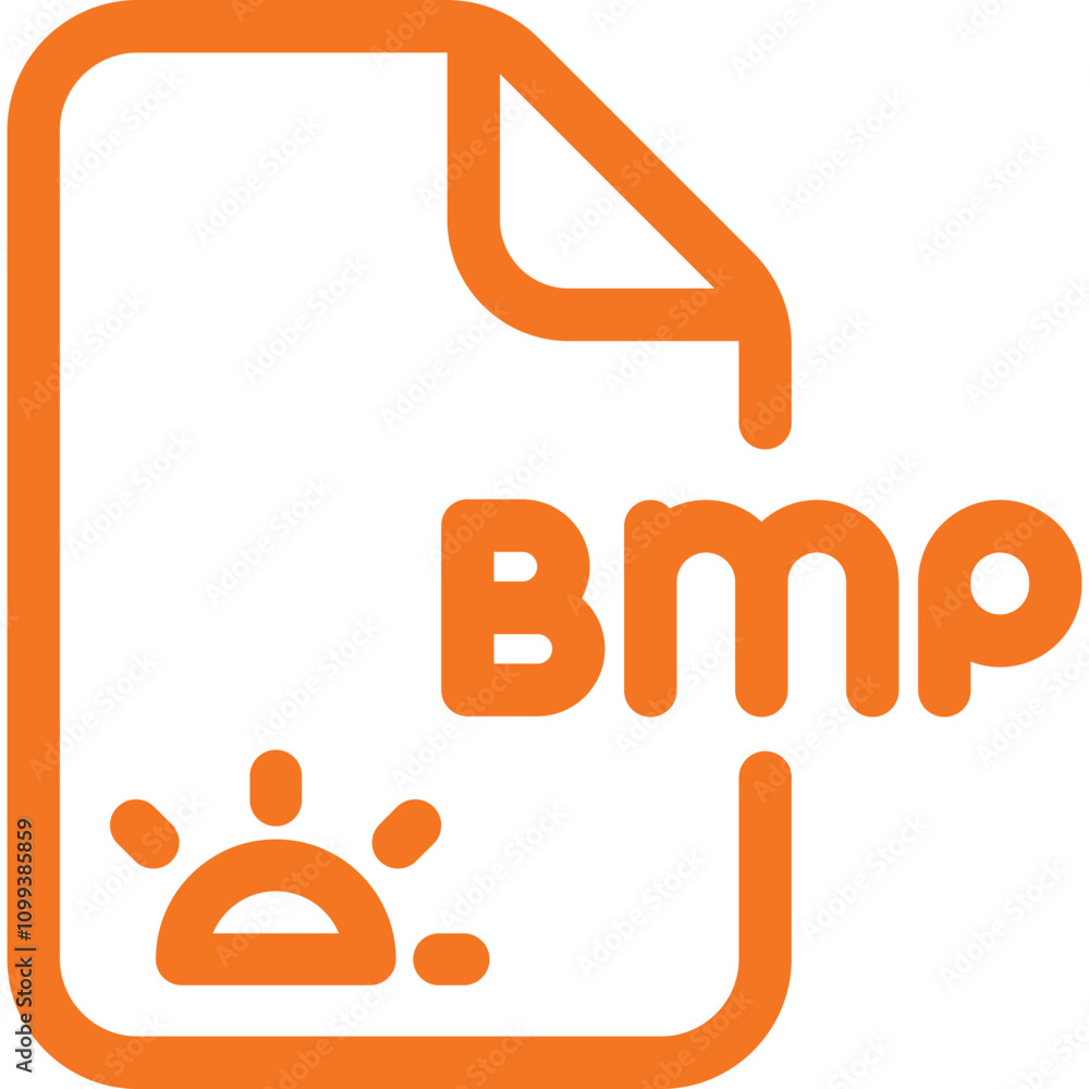 Poster creative graphic design featuring a colorful document icon with a sun symbol representing bmp file f