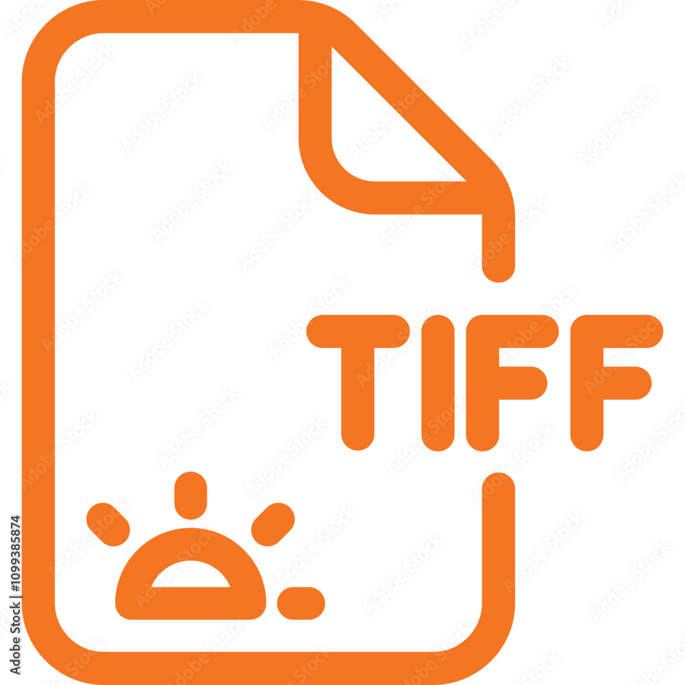 Poster document format symbol representing tiff file type with a sun icon indicating image quality and brig