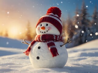 Fototapeta premium snowman on the snow
