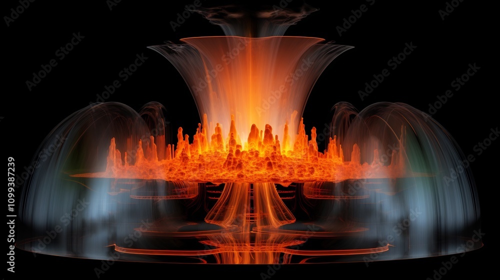 Poster striking visualization of intense thermal energy release from nuclear reactions abstract and dynamic