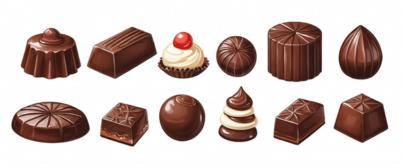 Obraz premium chocolate candies isolated on white background