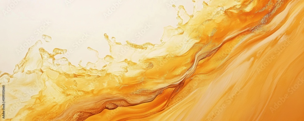 Aufkleber abstract golden liquid splash creating dynamic wave pattern on a white background. fluid motion conc