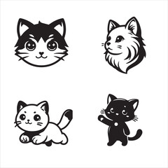 Fototapeta premium Cute Cat Silhouette - Clean Vector Art on White Background