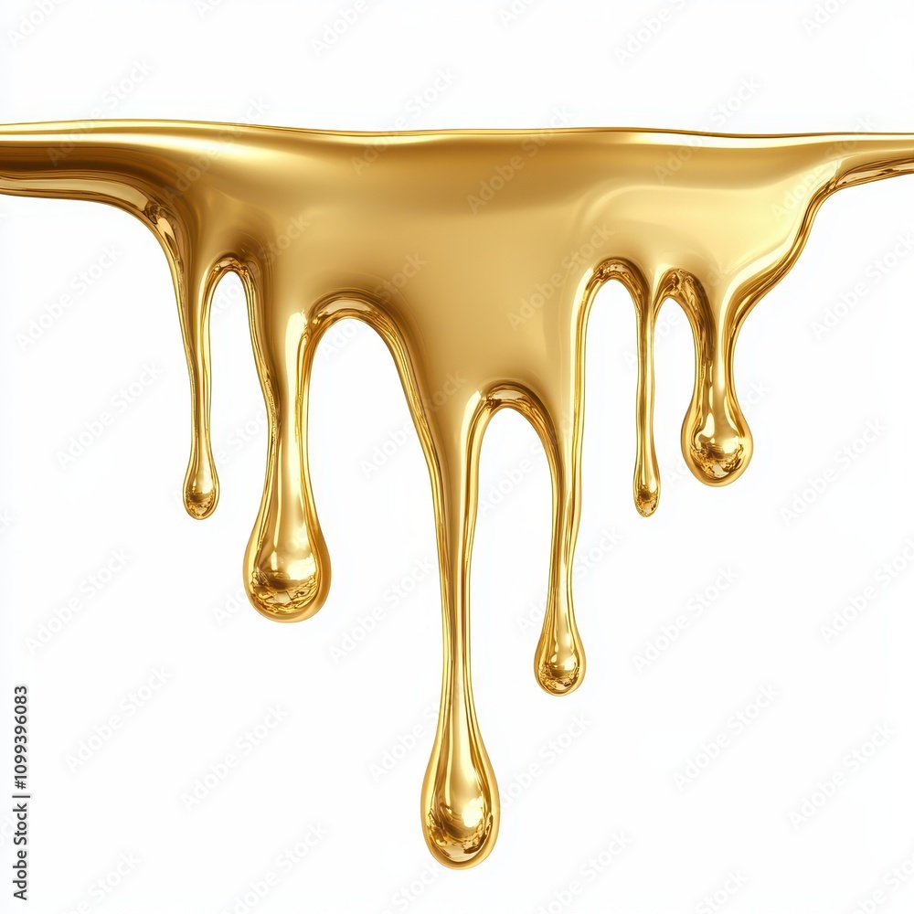 Poster a smooth, flowing golden liquid drips from the edge, creating an elegant visual effect.