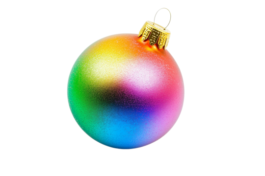 	
Rainbow glass christmas tree toy ball isolated on transparent background. Png file for cut out	
