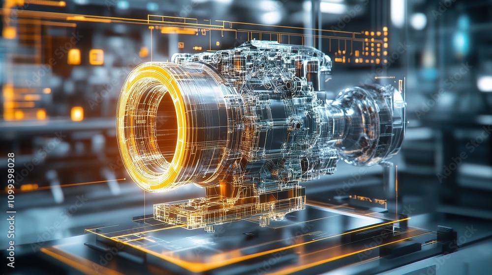 Poster 3d cad design of an engineering component with advanced technology