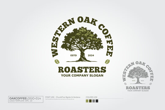 Western Oak Coffee Logo is highly suitable for coffee related businesses such as: coffee shop, brasserie, coffee roaster retailer, vending machine, e coffee shop, etc.