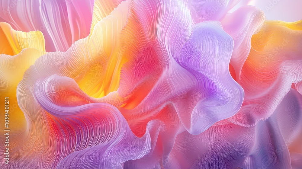 Poster abstract colorful waves of soft textures create a vibrant, fluid design.