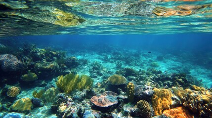 Obraz premium Dominica Reef View: A Caribbean Paradise of Colours and Coral
