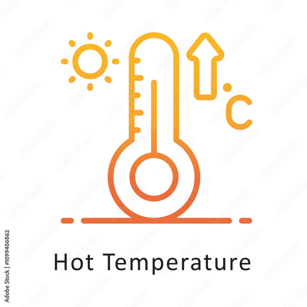 Poster hot temperature vector gradient circle outline icon . eps 10 file