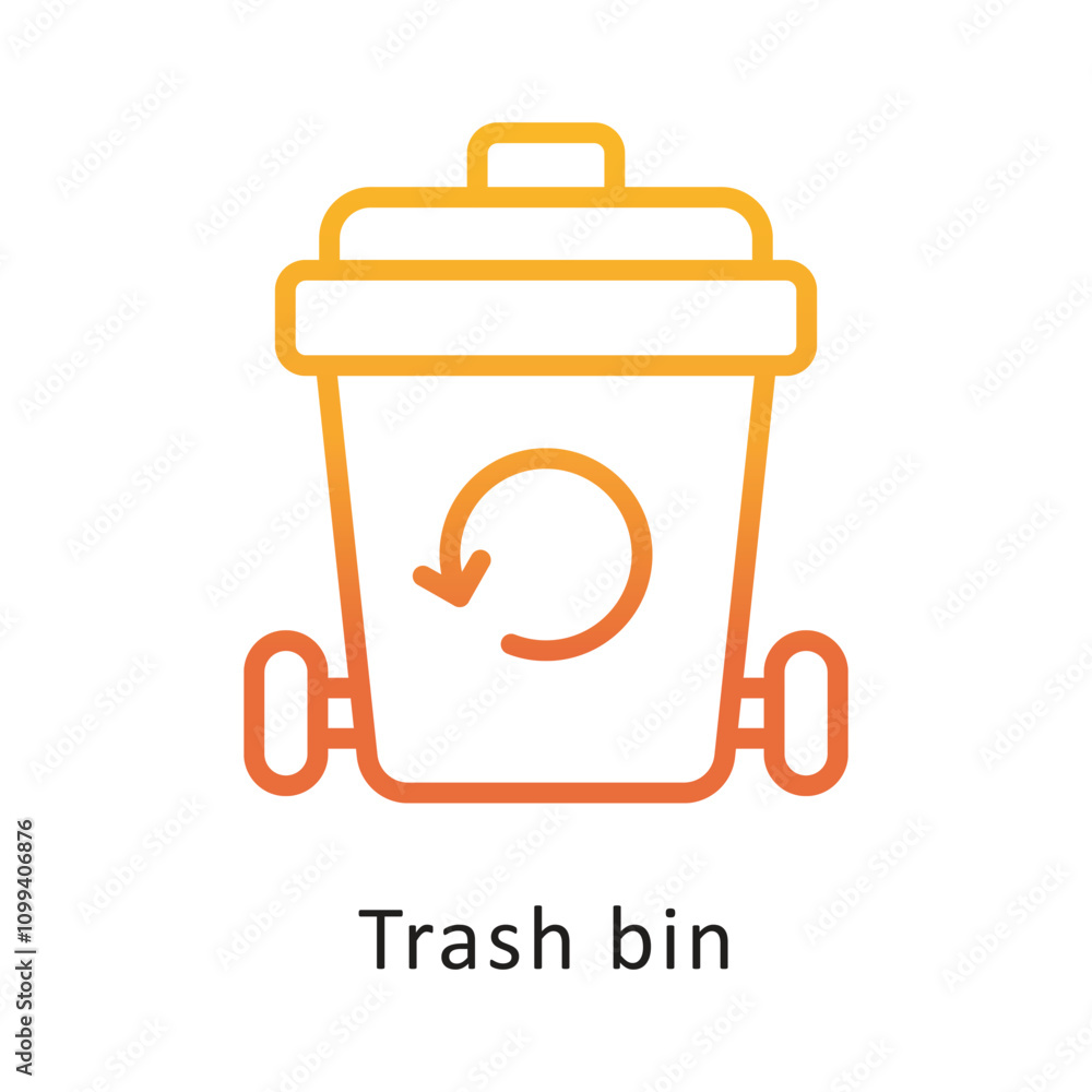 Poster trash bin vector gradient circle outline icon . eps 10 file