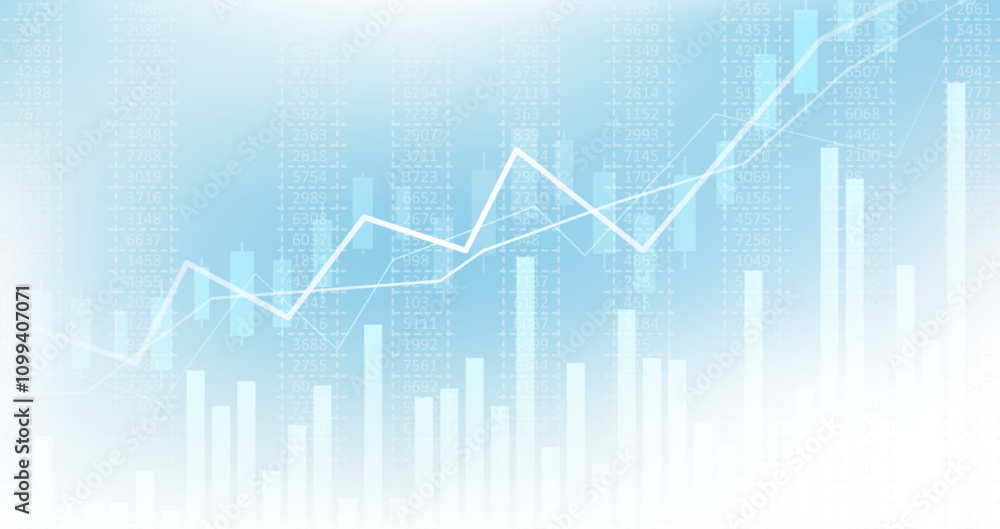 Poster abstract infographic visualization. financial chart with uptrend line graphs and candlesticks. futur