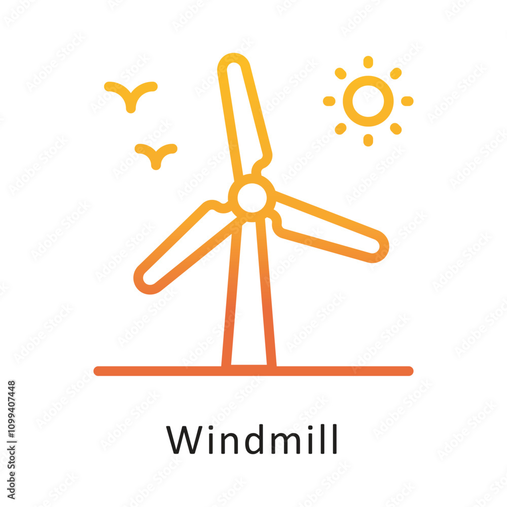 Poster windmill vector gradient circle outline icon . eps 10 file