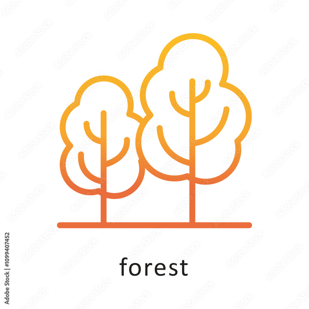 Poster forest vector gradient circle outline icon . eps 10 file