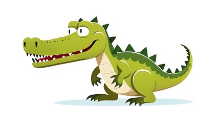 Obraz premium Humorous minimalist cartoon crocodile on a white background for fun and quirky designs