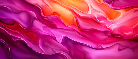Obraz premium Bold liquid shapes in vibrant pink and violet, softly glowing in abstract patterns