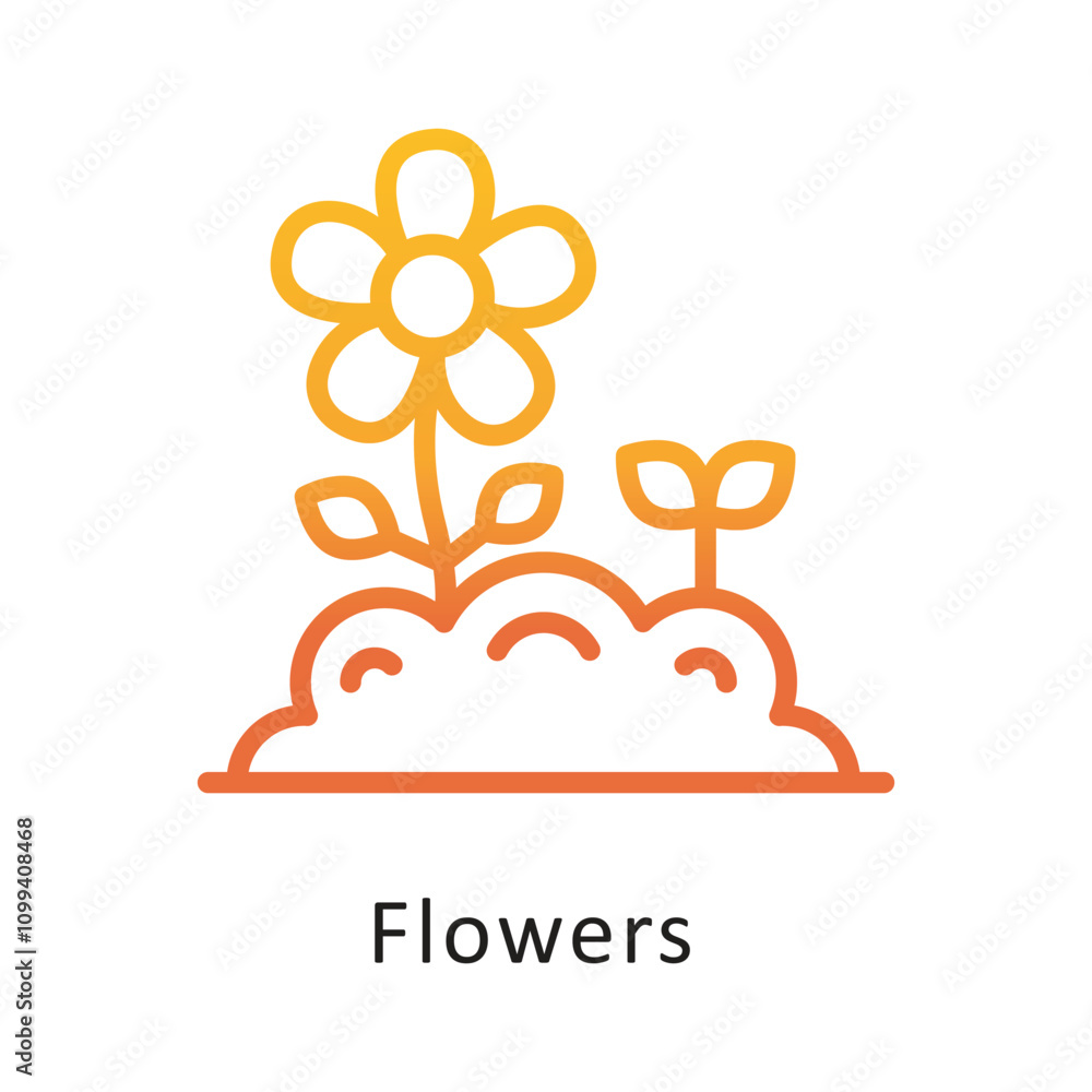 Poster flowers vector gradient circle outline icon . eps 10 file