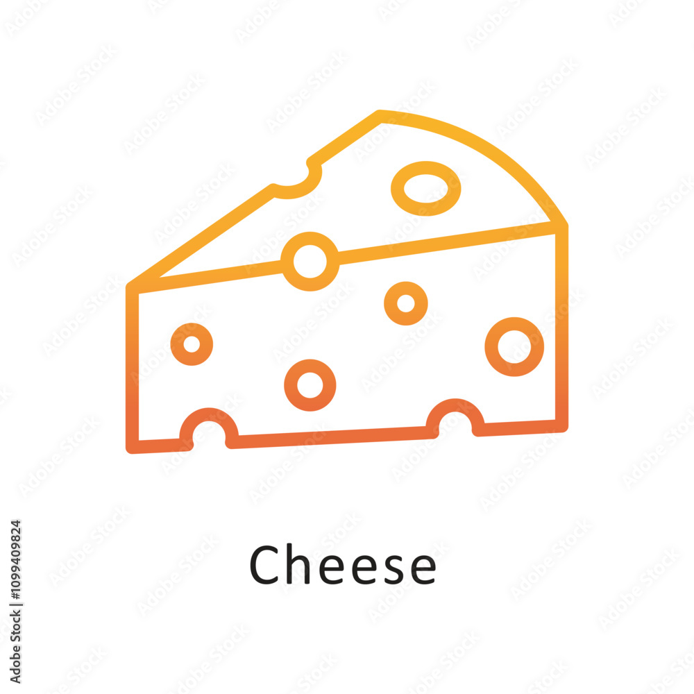 Poster cheese vector gradient circle outline icon . eps 10 file