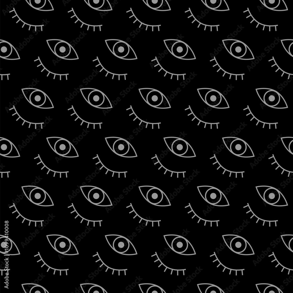 Poster eyes open and closed icon seamless pattern isolated on black background