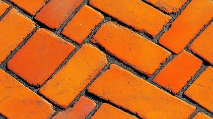Close-up of orange bricks in diagonal pattern.