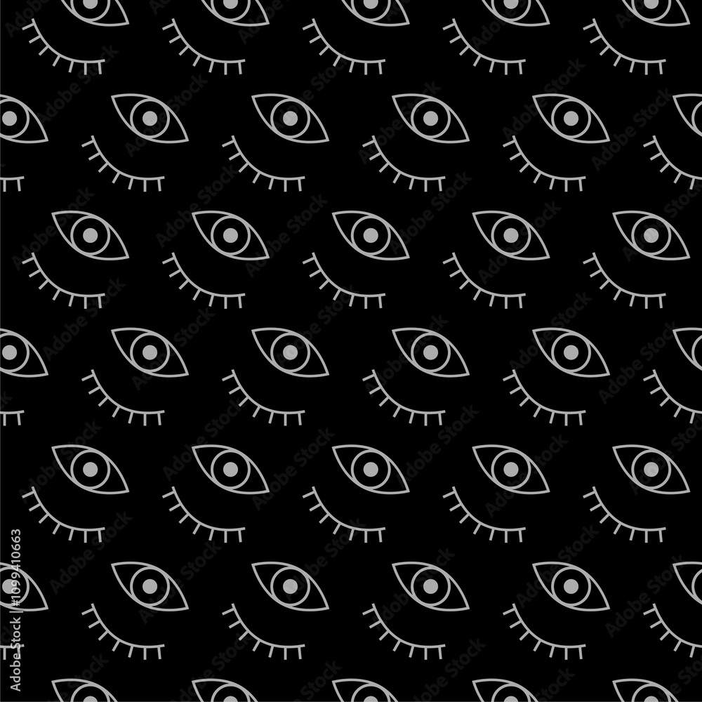 Poster eyes open and closed icon seamless pattern isolated on black background