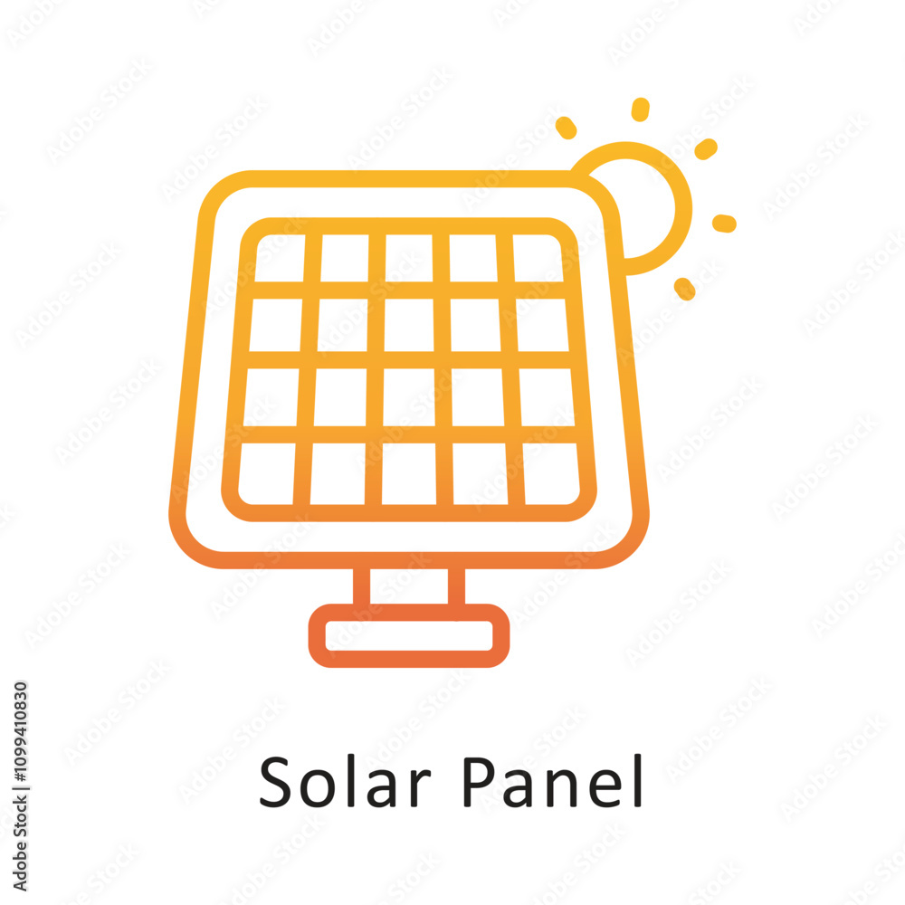 Poster solar panel vector gradient circle outline icon . eps 10 file