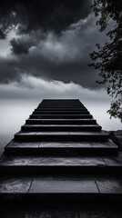 Obraz premium Stairway to the Clouds in Black and White