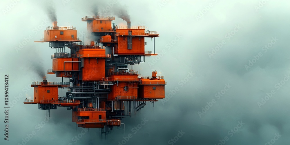 Aufkleber towering offshore geothermal power station with a complex network of heat exchangers and generators 