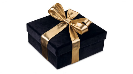 Obraz premium Black luxury gift box with rold ribbon
