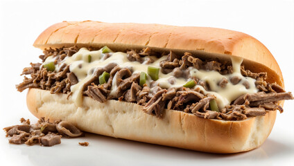 Philly Cheesesteak on White Background